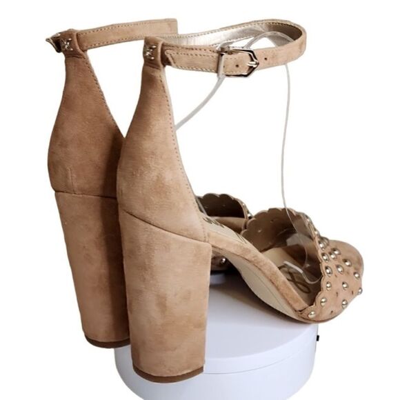 SAM EDELMAN- Women’s Yaria Studded Suede Leather Block Heel Ankle Strap, Size 10 - Picture 8 of 16